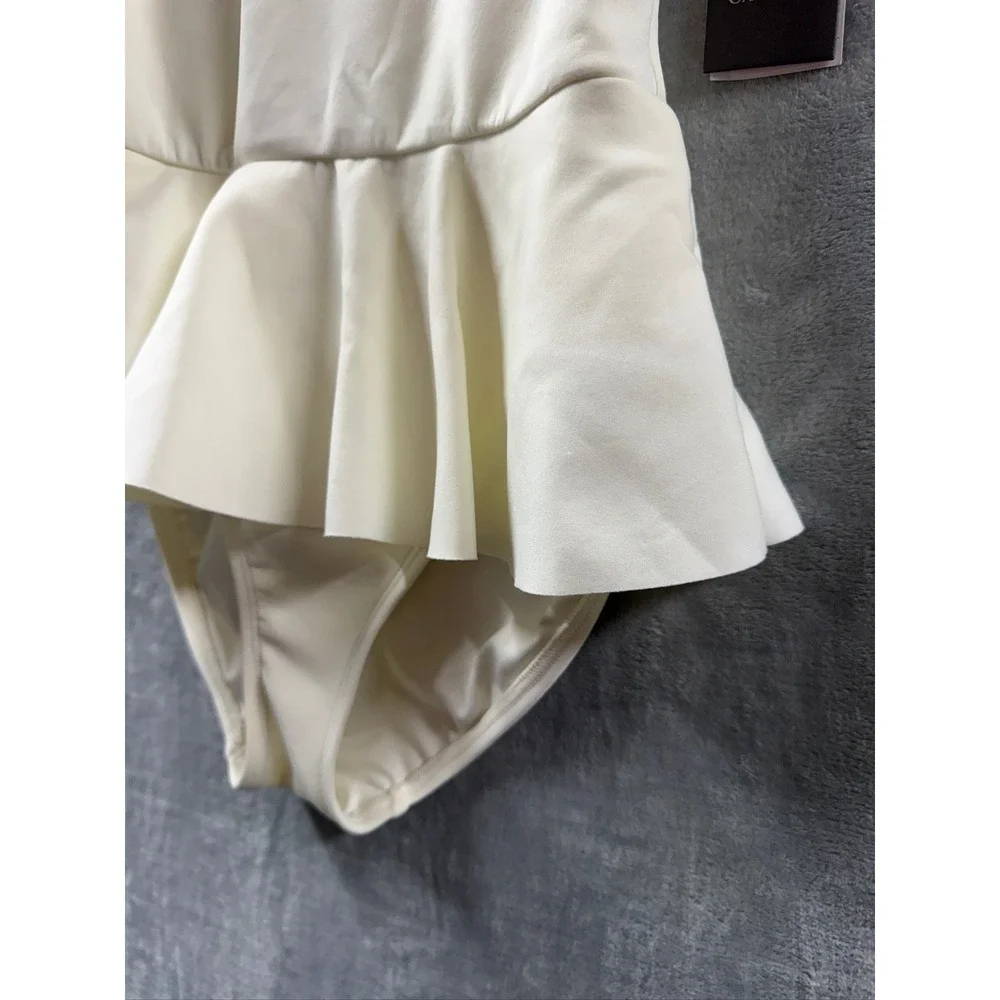 Vince Camuto Womens White Peplum One Piece Swimsuit Scoop Back Ivory Sz 10 NWT